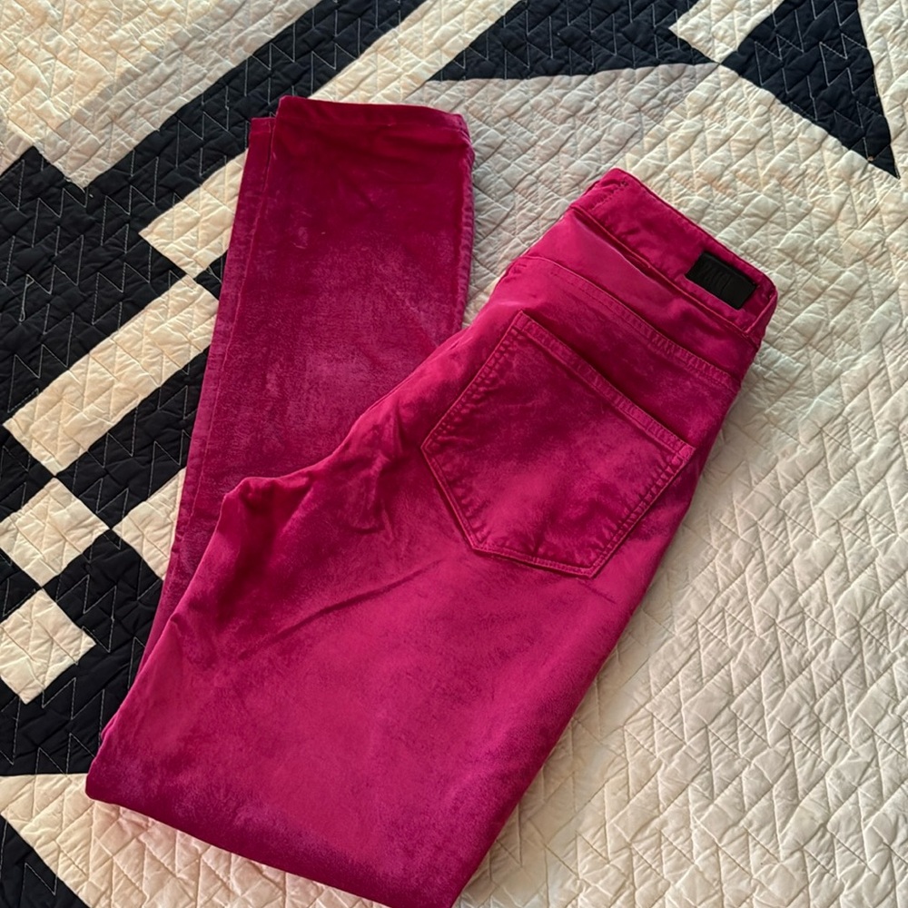 Paige crop velvet magenta jeans, size 25